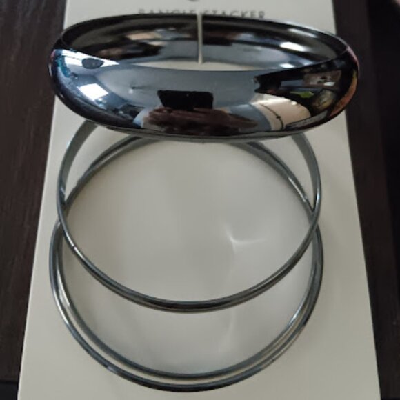 LOVISA 4pc MODERN GUNMETAL THICK & THIN BANGLE BRACELET SET**NEW! - Picture 1 of 4
